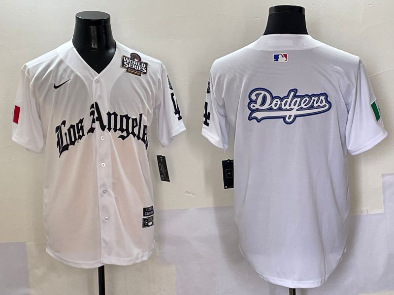 Men Los Angeles Dodgers Blank White Five generations Joint Name 2025 Nike MLB Jersey style 17->los angeles dodgers->MLB Jersey